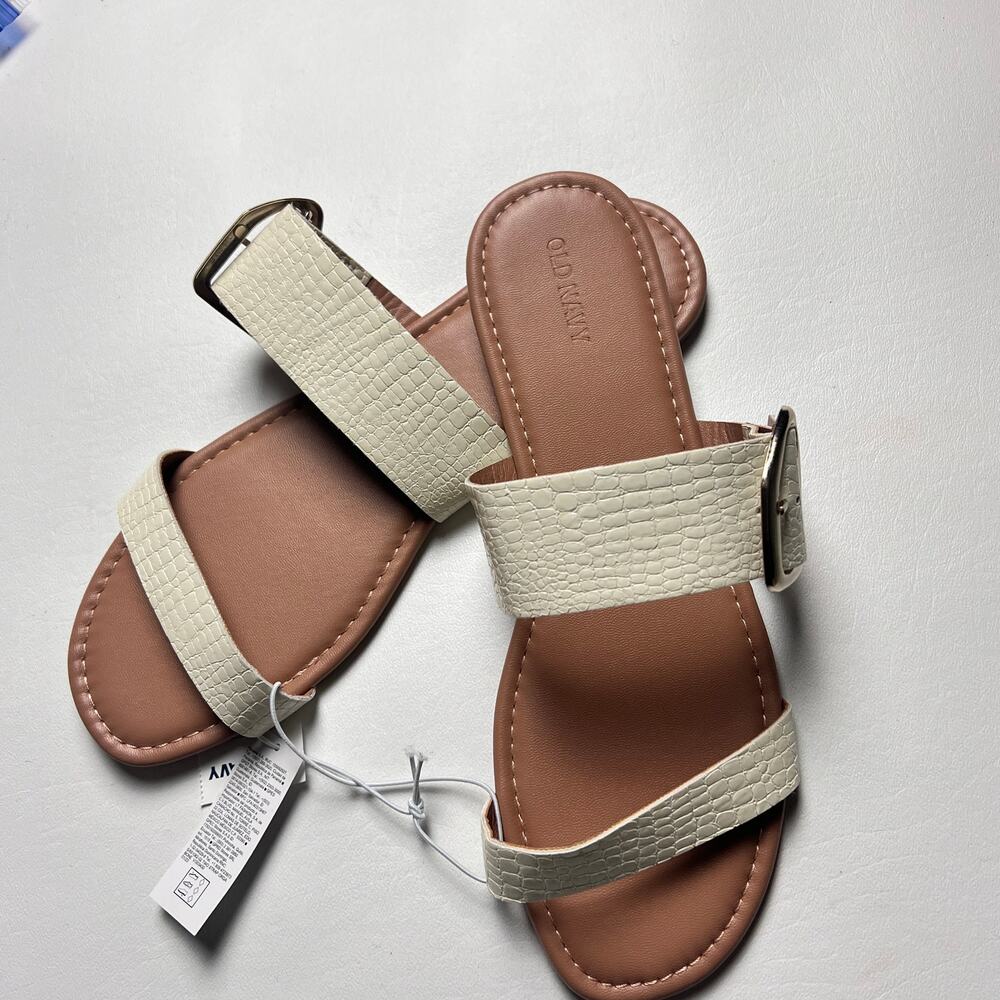Old Navy Women's Double Strap Buckle Sandals Bone Sz 10